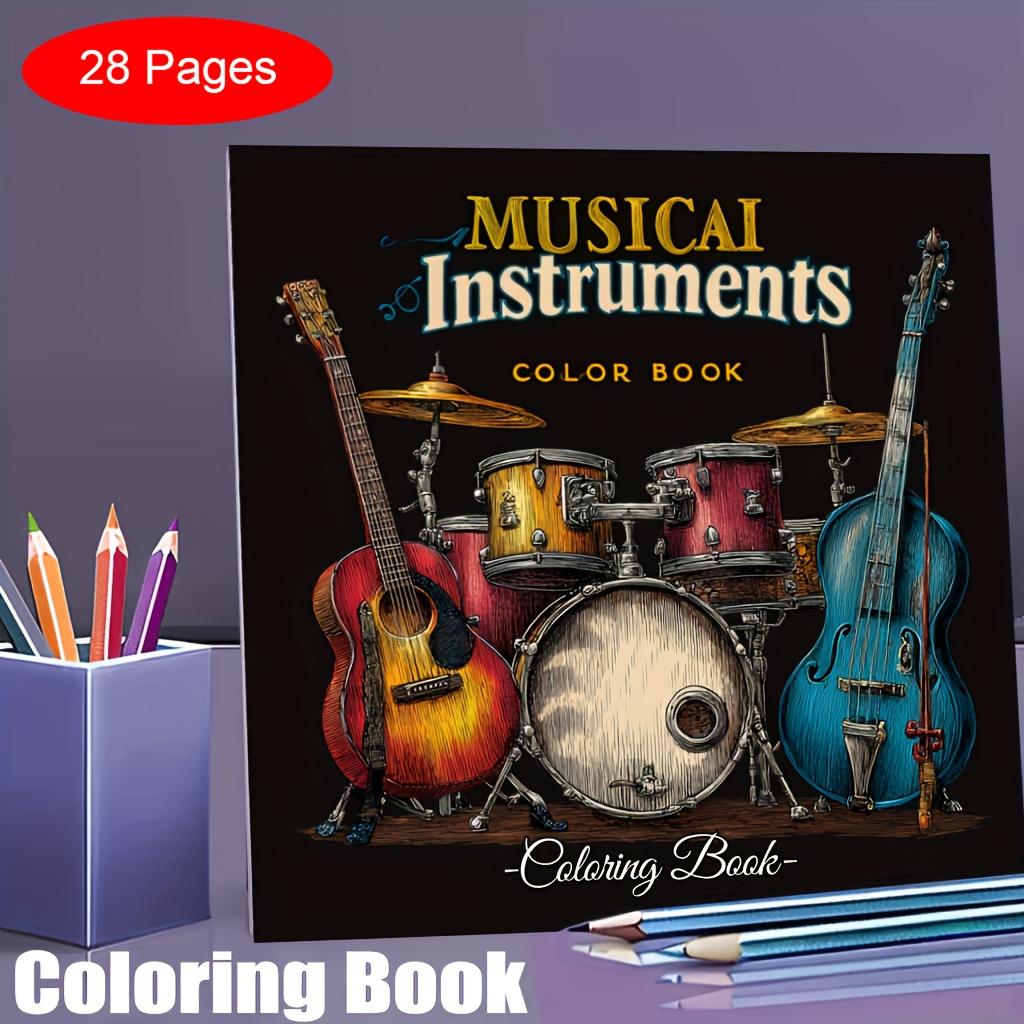 Musical Instrument Coloring Pages - Buku Mewarnai Alat Musik 28 Halaman