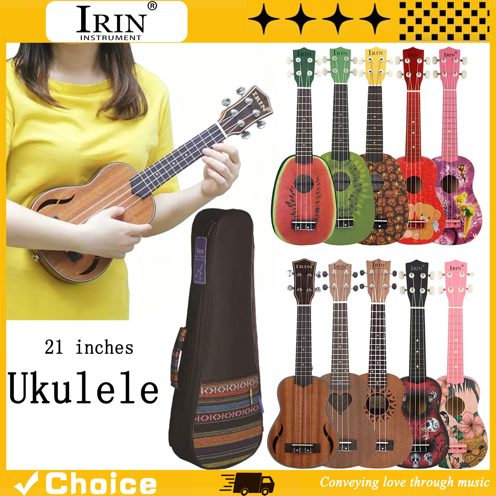 Musical Instrument Qin - Ukulele 21 Inci Gitar Hawaii Soprano