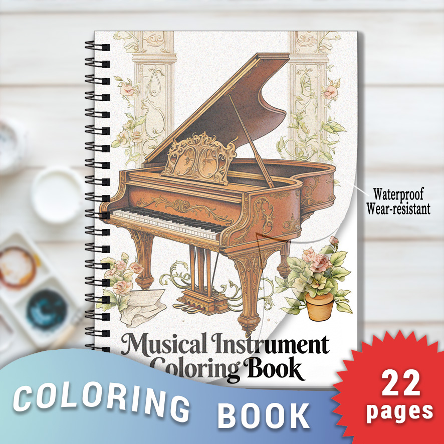 Musical Instrument Coloring Pages - Buku Mewarnai Dewasa Alat Musik Grand