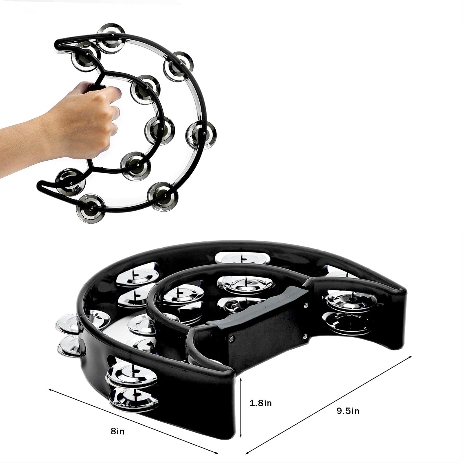 Tamborine Double Row Metal jin - Musical Instrument With Hand ulasan dan harga