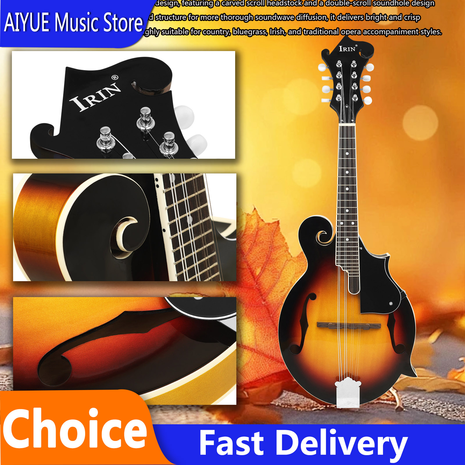 IRIN MD-65 Mandolin Basswood F - Mandolin A Style ulasan dan harga