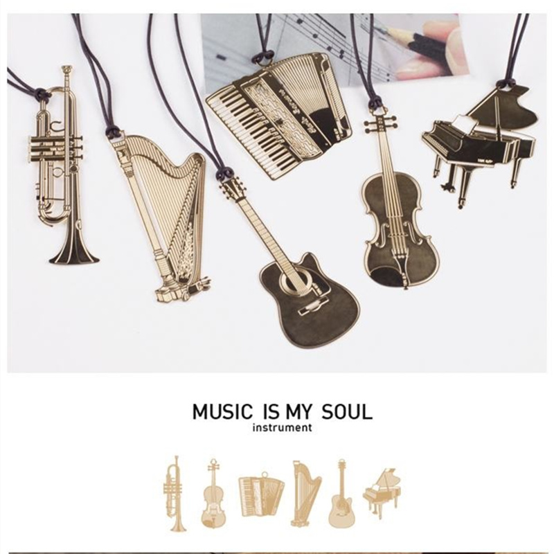 6Pcs Musik Bookmark Logam Warn - Musical Instrument Book ulasan dan harga